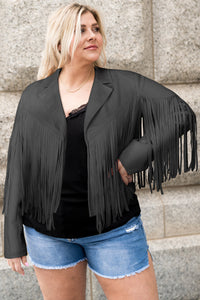 Plus Size Fringe Open Front Jacket Trandify deal