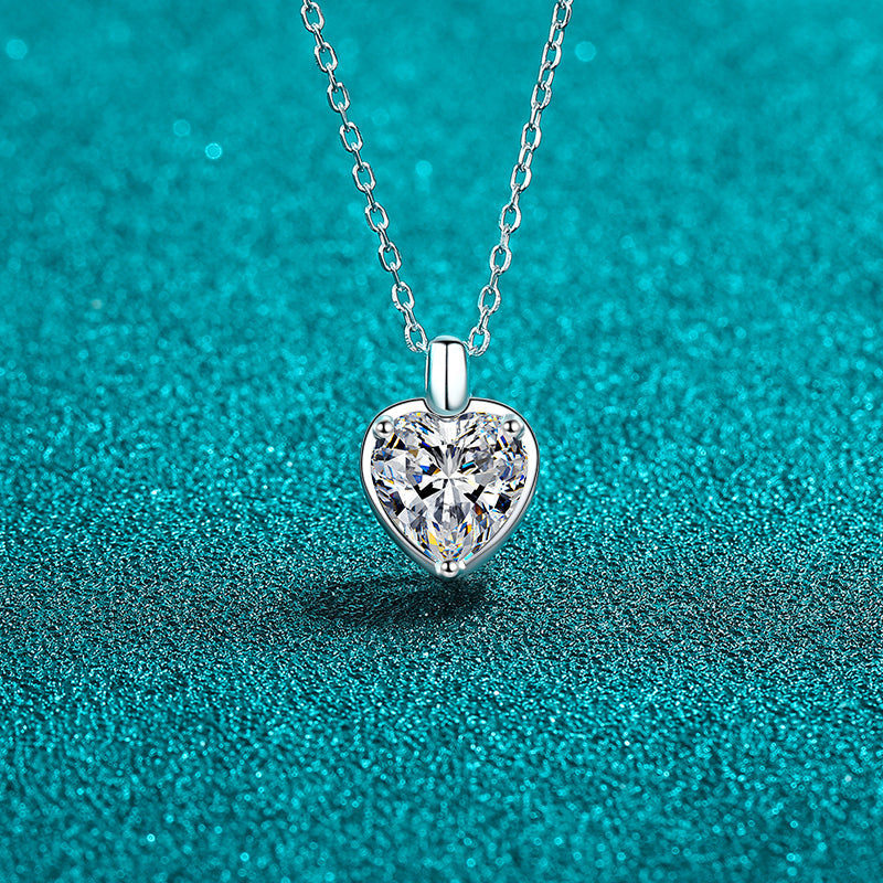2 Carat Moissanite 925 Sterling Silver Heart Shape Necklace Trandify Deal