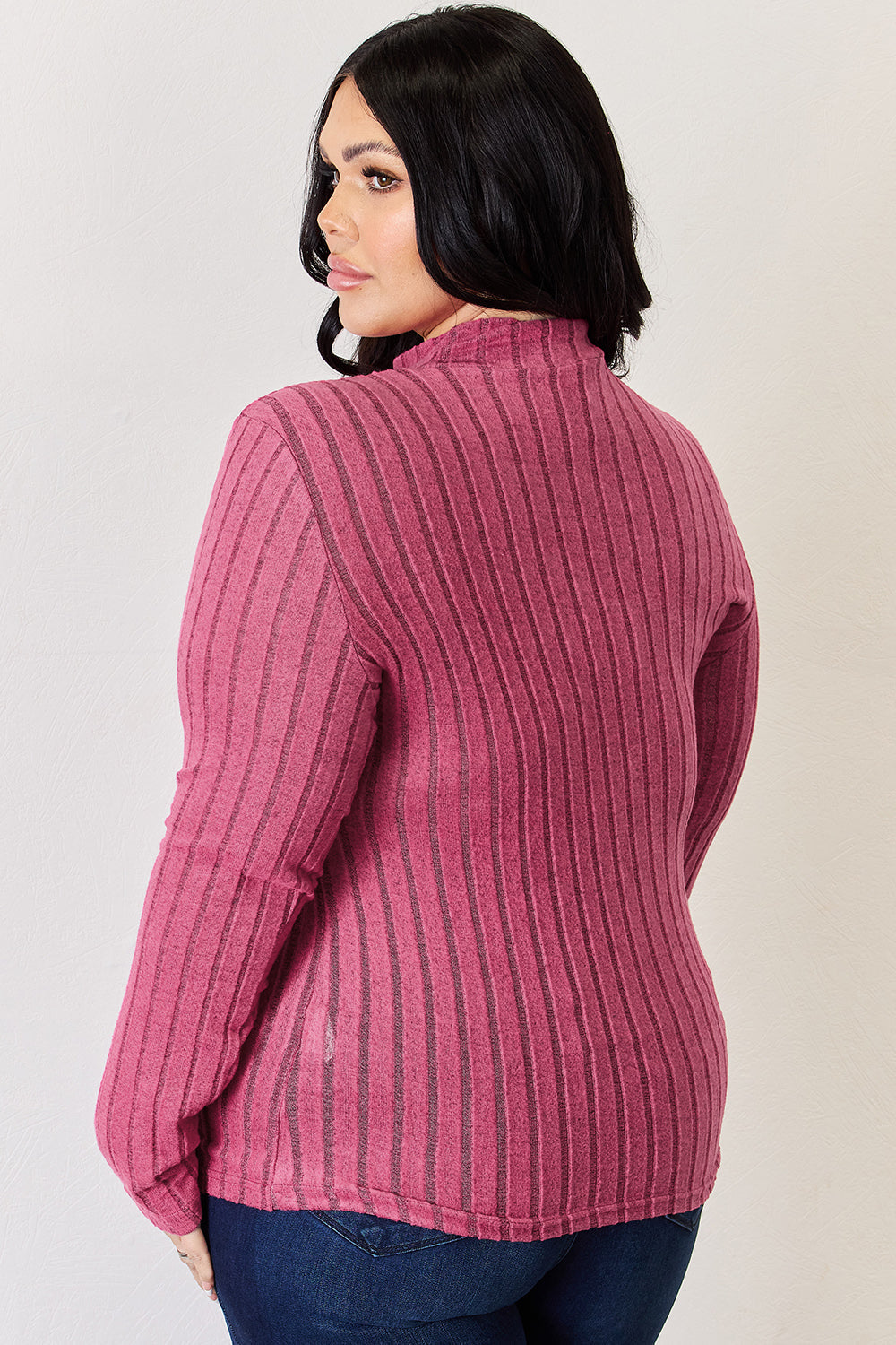 Basic Bae Full Size Ribbed Mock Neck Long Sleeve T-Shirt Trandify Deal