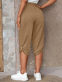 Full Size Roll-Tab Capris Pants Trendsi