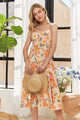 ADORA Smocked Back Floral Adjustable Strap Midi Dress - Trandify Deal