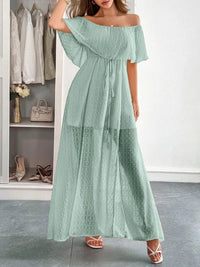 Women’s Swiss Dot Off Shoulder Maxi Dress for Summer – TrandifyDeal