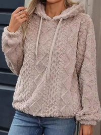 Drawstring Long Sleeve Plush Hoodie Trandify Deal
