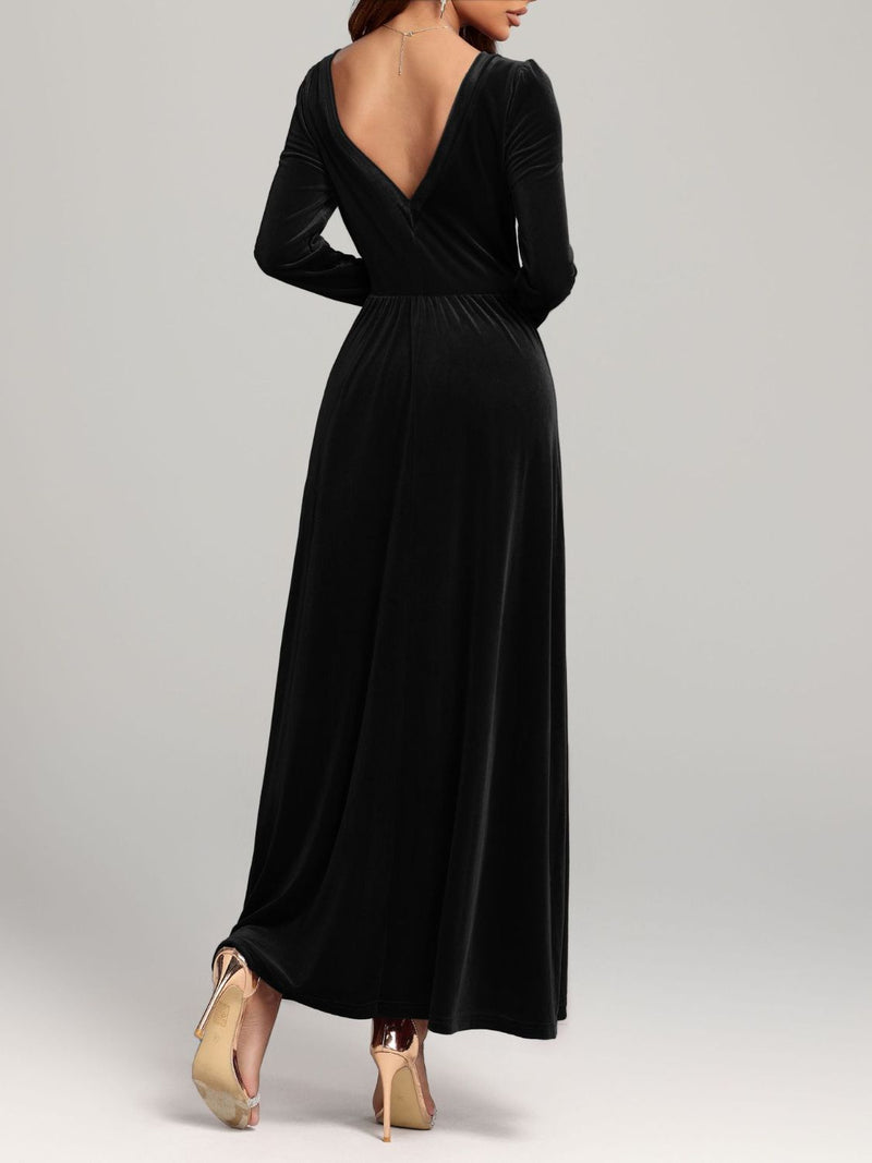 Velvet Square Neck Long Sleeve Dress Trandify Deal