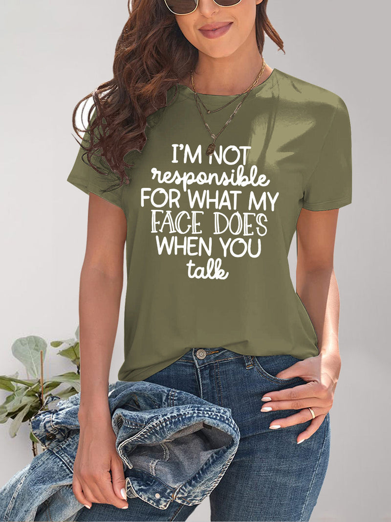 Letter Graphic Round Neck Short Sleeve T-Shirt Trandify deal