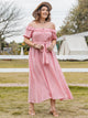 Plus Size Plaid Off-Shoulder Short Sleeve Midi Dress Trandify deal
