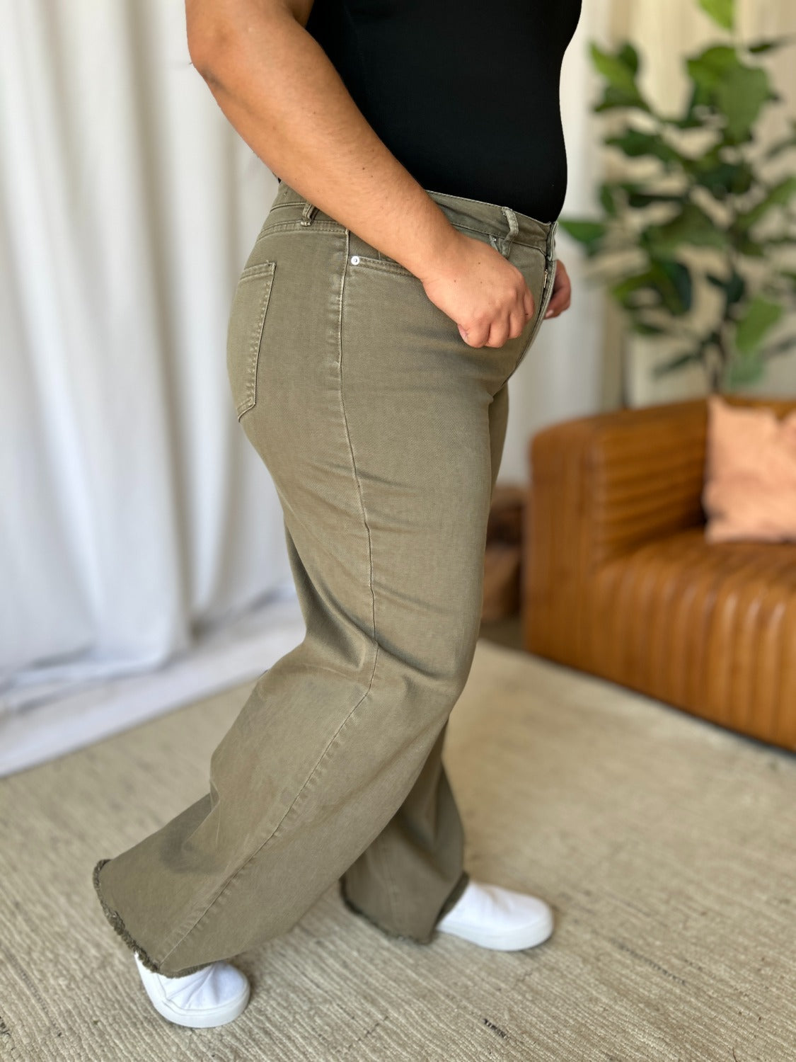RFM Full Size High Rise Garment Dye Wide Leg  Jeans Trandify Deal