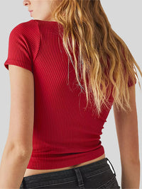 Round Neck Short Sleeve T-Shirt Trandify deal