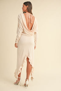 Mable Backless Asymmetric Ruffle Hem Dress Trandify Deal