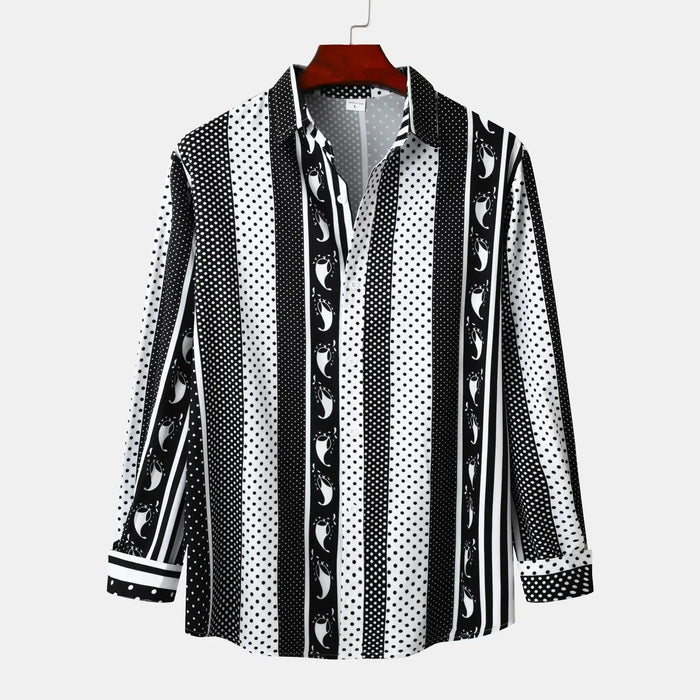 Men's slim fit striped long sleeve casual shirt in breathable cotton – versatile office and weekend wear