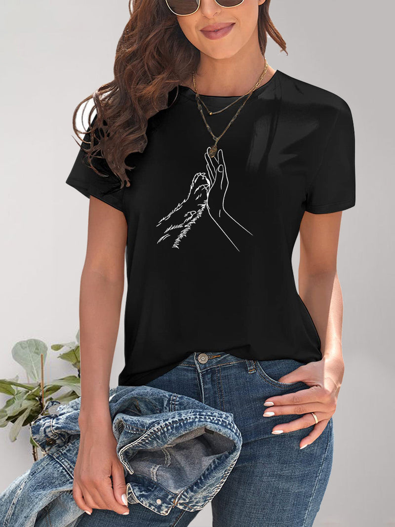 Graphic Round Neck Short Sleeve T-Shirt Trandify deal