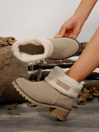 Thermal Fuzzy Block Heel Boots Trandify Deal