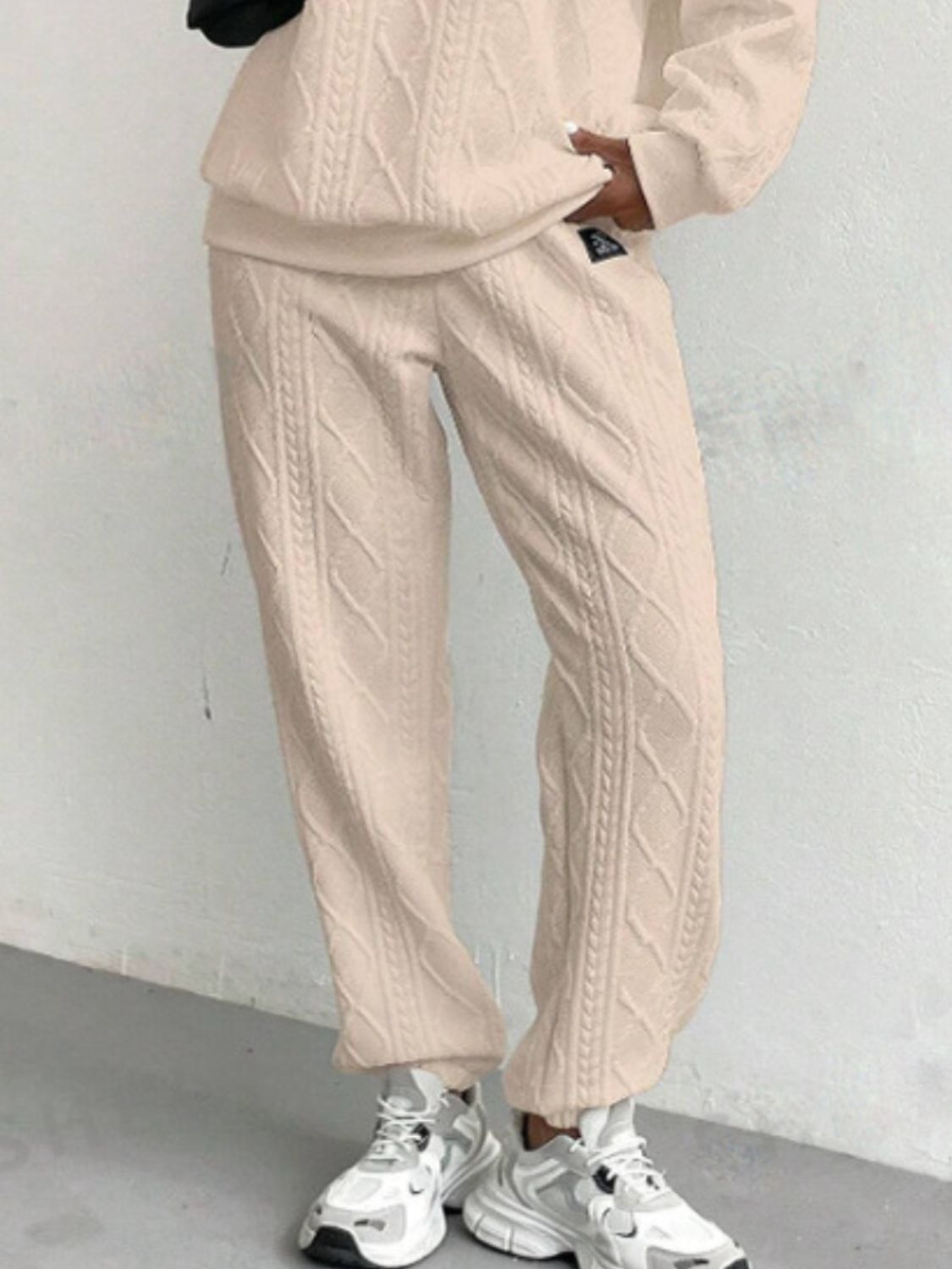 Texture Round Neck Long Sleeve Top and Pants Set Trandify Deal
