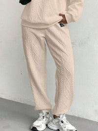 Texture Round Neck Long Sleeve Top and Pants Set Trandify Deal