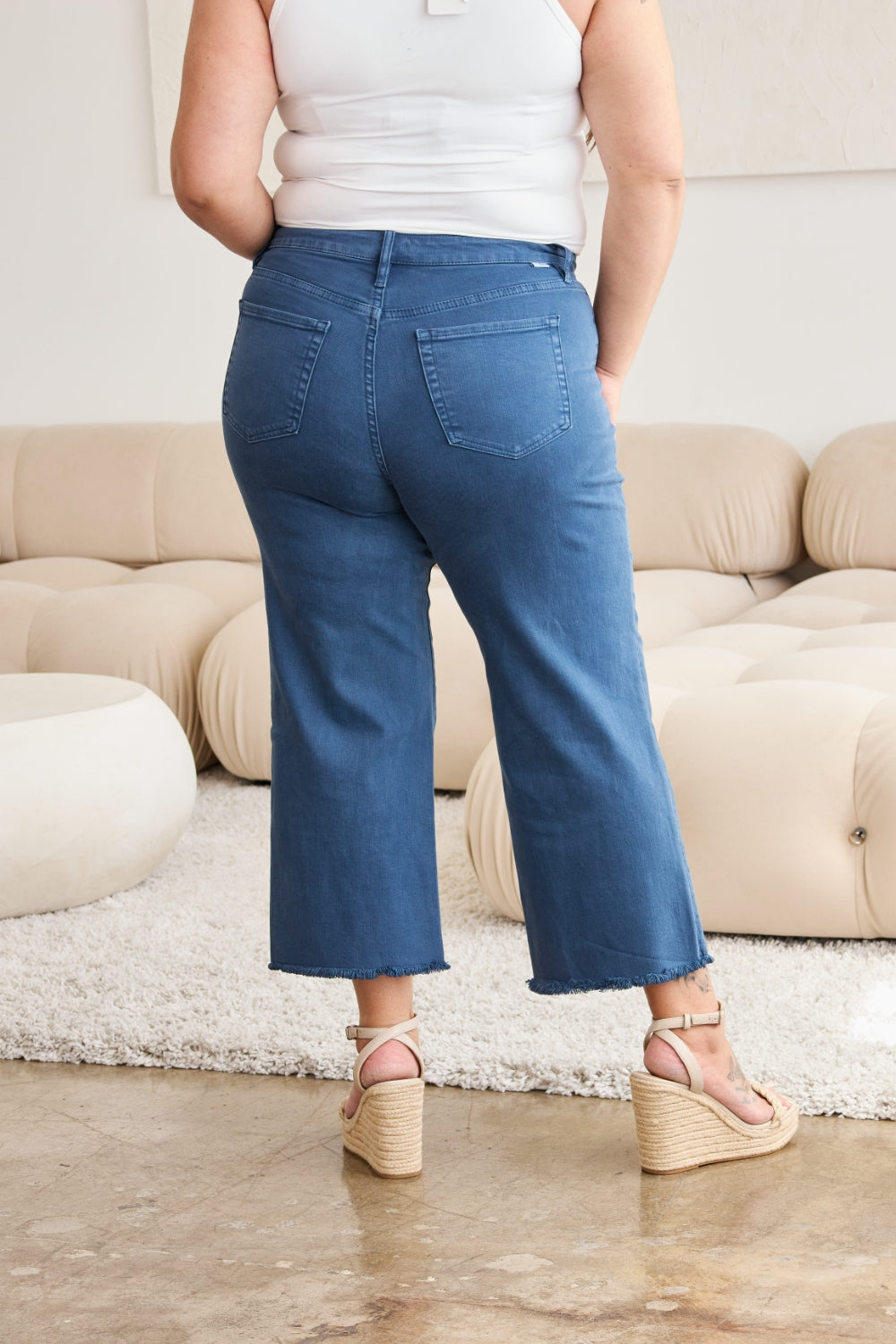 RFM Full Size Tummy Control High Waist Raw Hem Jeans Trandify deal