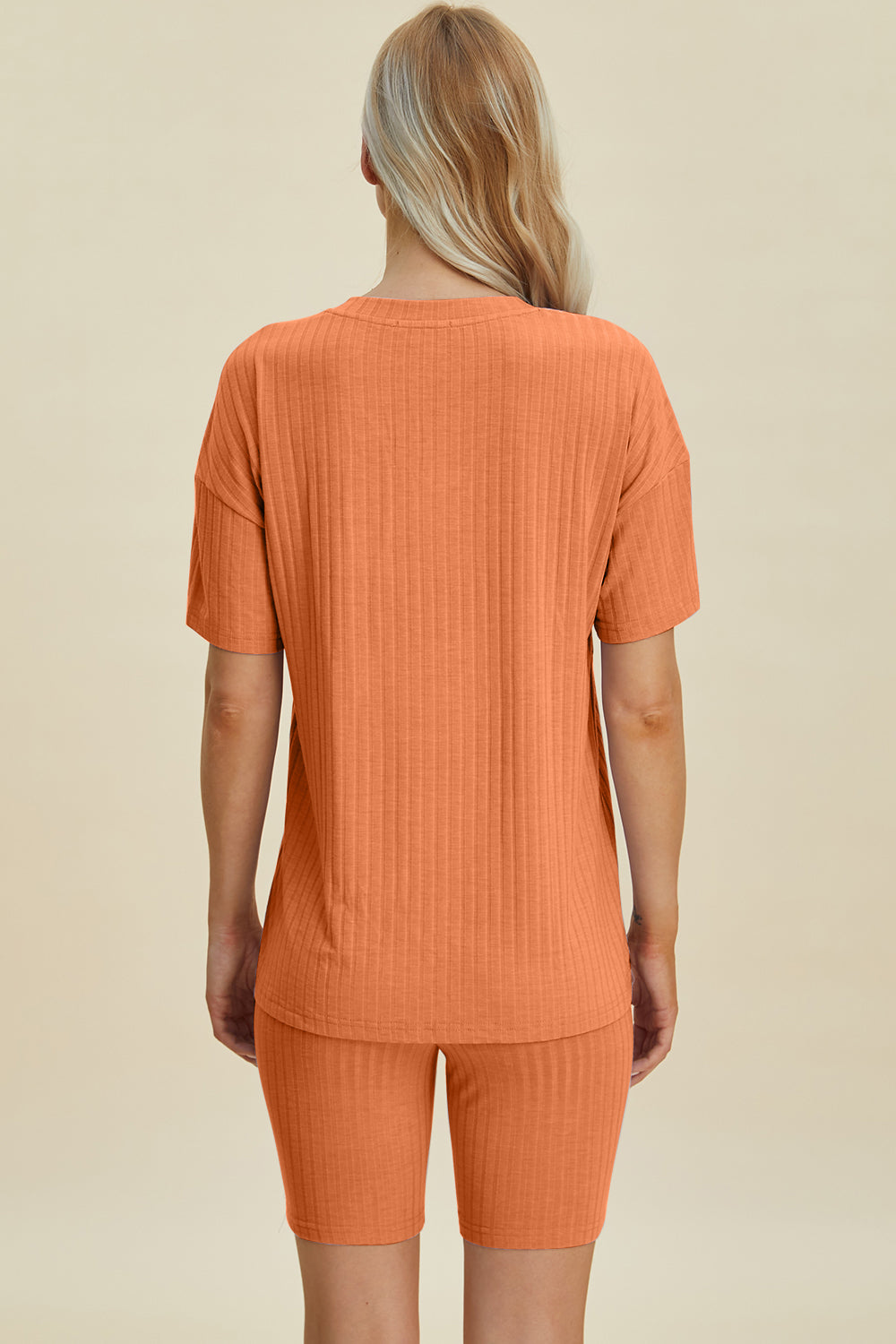 Basic Bae Full Size Ribbed V-Neck Short Sleeve Top and Shorts Set Trandify deal