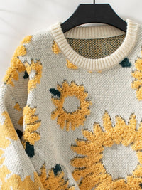 Sunflower Round Neck Long Sleeve Sweater Trandify Deal