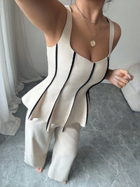 Plus-size friendly wide leg pants and matching top set for casual wear