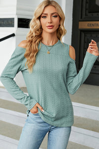Round Neck Cold Shoulder T-Shirt Trandify deal