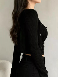 Ribbed Knit Cardigan and Tank Top 2-Piece Set