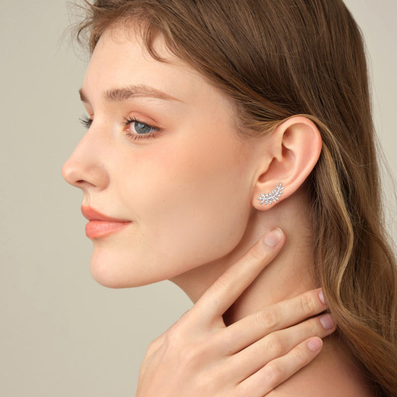 Moissanite 925 Sterling Silver Leaf Shape Stud Earrings Trandify Deal