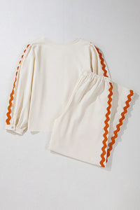 Round Neck Long Sleeve Top and Drawstring Pants Set Trandify Deal