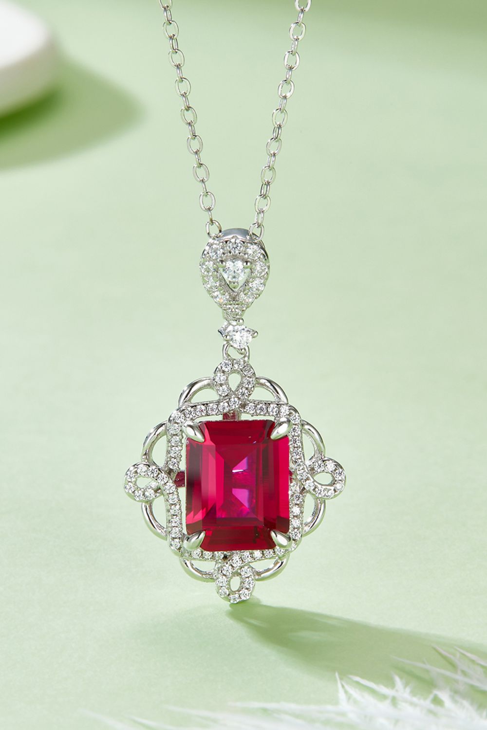 925 Sterling Silver Ruby Pendant Necklace Trandify Deal