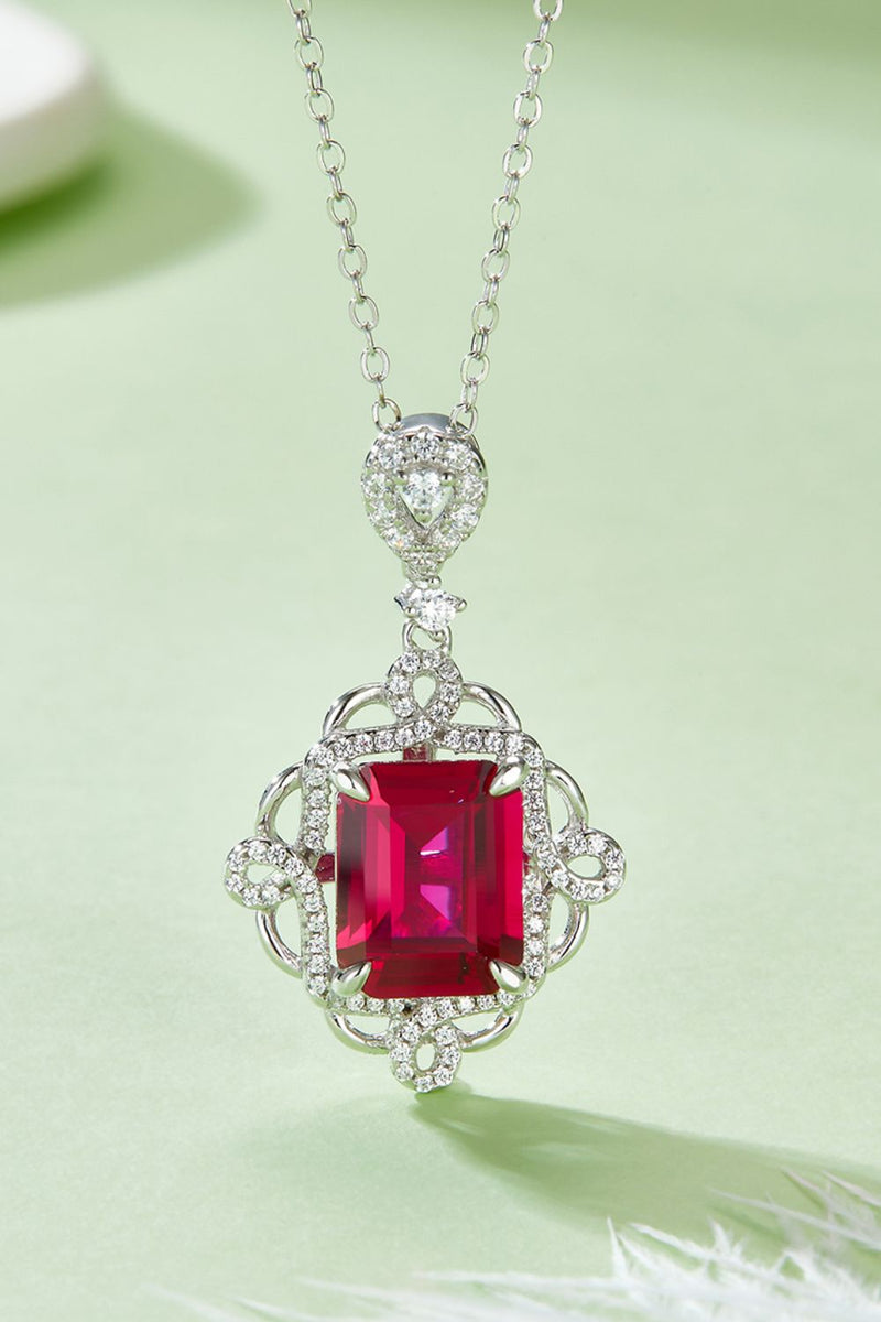 925 Sterling Silver Ruby Pendant Necklace Trandify Deal