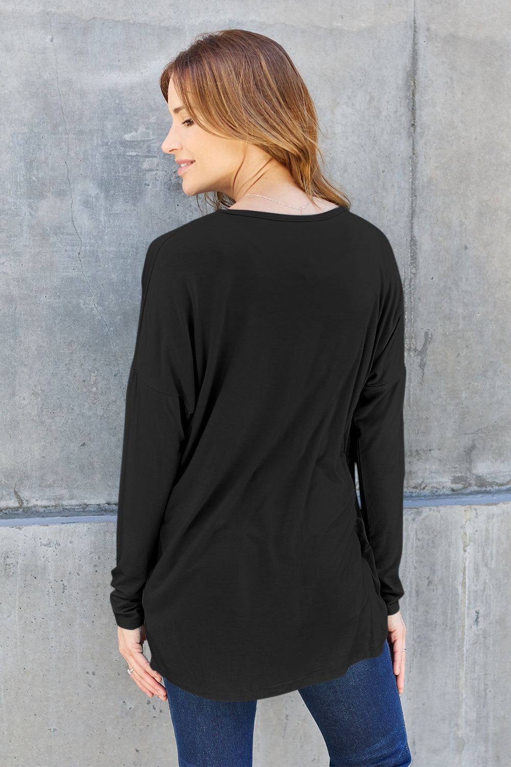 Basic Bae Full Size Round Neck Dropped Shoulder T-Shirt Trandify Deal