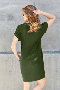 Basic Bae Full Size Round Neck Short Sleeve Dress with Pockets Trandify deal