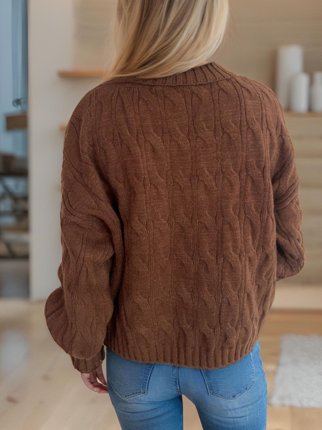 Cable-Knit Turtleneck Long Sleeve Sweater Trandify Deal