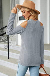 Round Neck Cold Shoulder T-Shirt Trandify deal