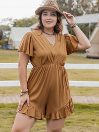 Plus Size Ruffled V-Neck Short Sleeve Romper Trandify deal