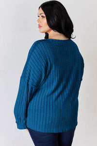 Basic Bae Full Size Ribbed Half Button Long Sleeve T-Shirt Trandify Deal