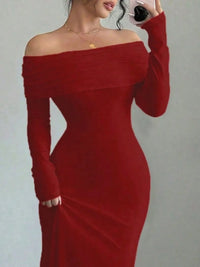 Sexy off-shoulder long sleeve bodycon maxi dress for women, perfect for night out and date nights