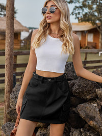 Adjustable Waist Denim Skirt with Pockets Trandify deal
