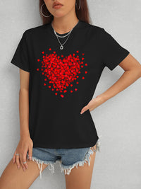 Heart Round Neck Short Sleeve T-Shirt Trandify deal