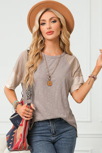 Color Block Round Neck Half Sleeve Top Trandify Deal