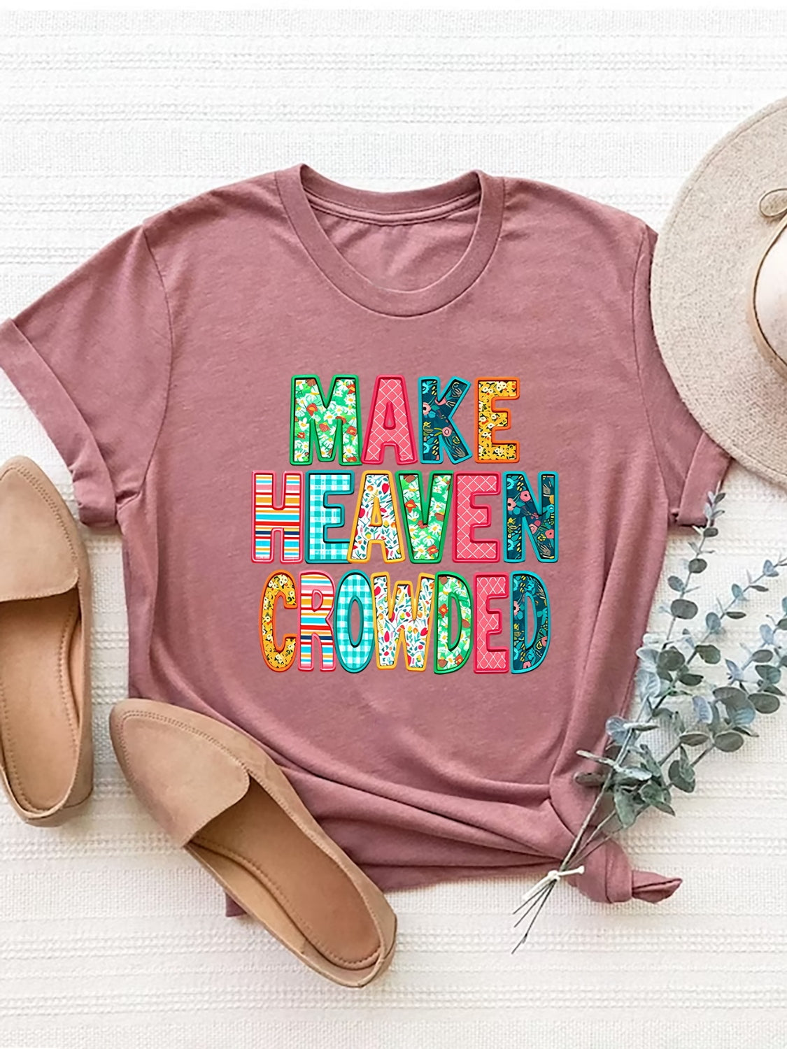 Letter Round Neck Short Sleeve T-Shirt Trandify deal