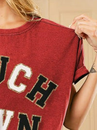 BiBi Touchdown Vintage Washed Oversized T-Shirt – Women’s Loose Fit Retro Graphic Tee
