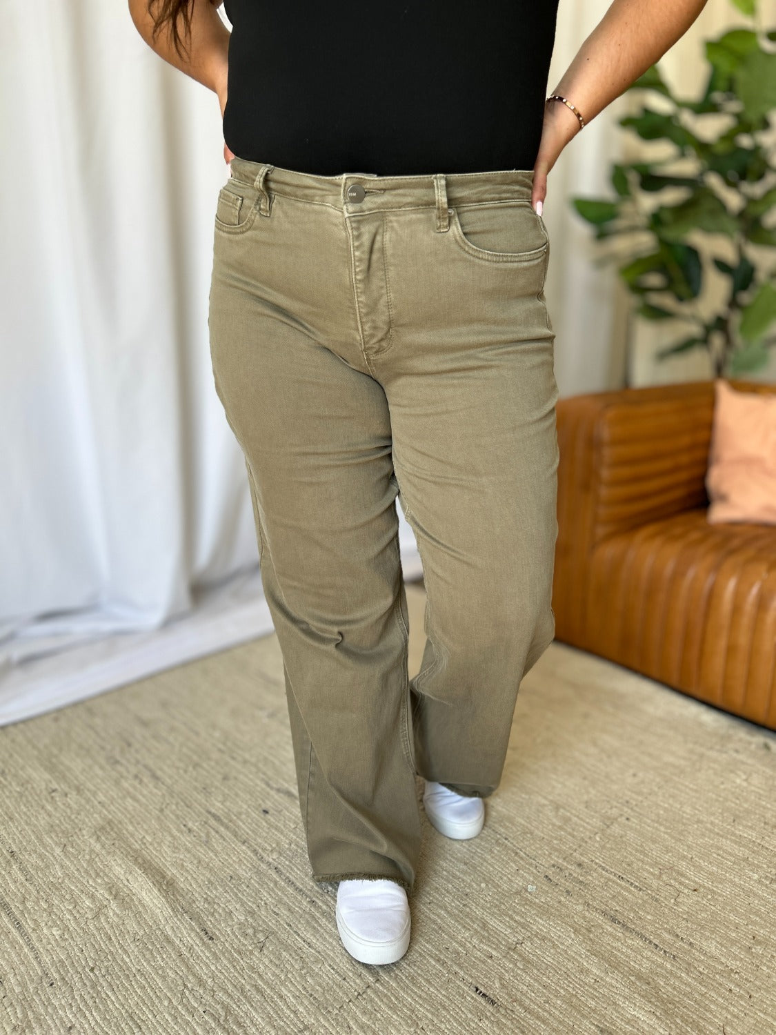RFM Full Size High Rise Garment Dye Wide Leg  Jeans Trandify Deal