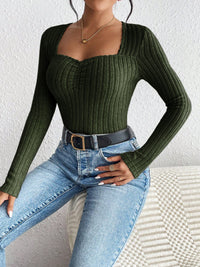 Honey Ribbed Long Sleeve T-Shirt Trandify Deal