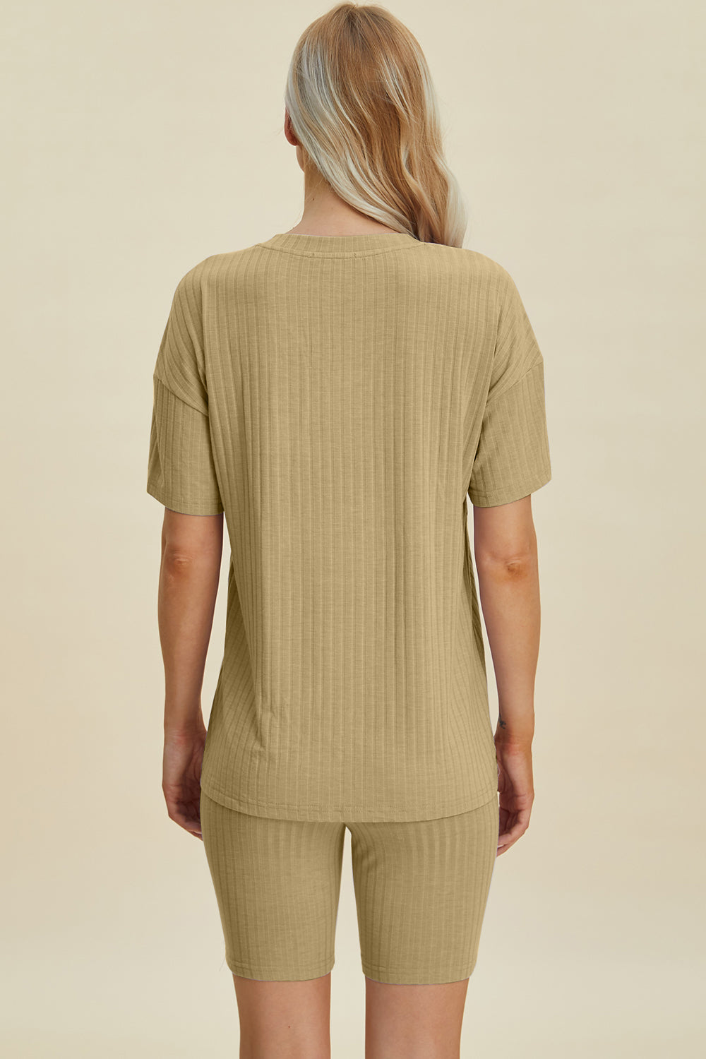 Basic Bae Full Size Ribbed V-Neck Short Sleeve Top and Shorts Set Trandify deal
