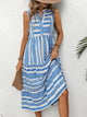 Perfee Frill Printed Notched Sleeveless Dress Trandify deal