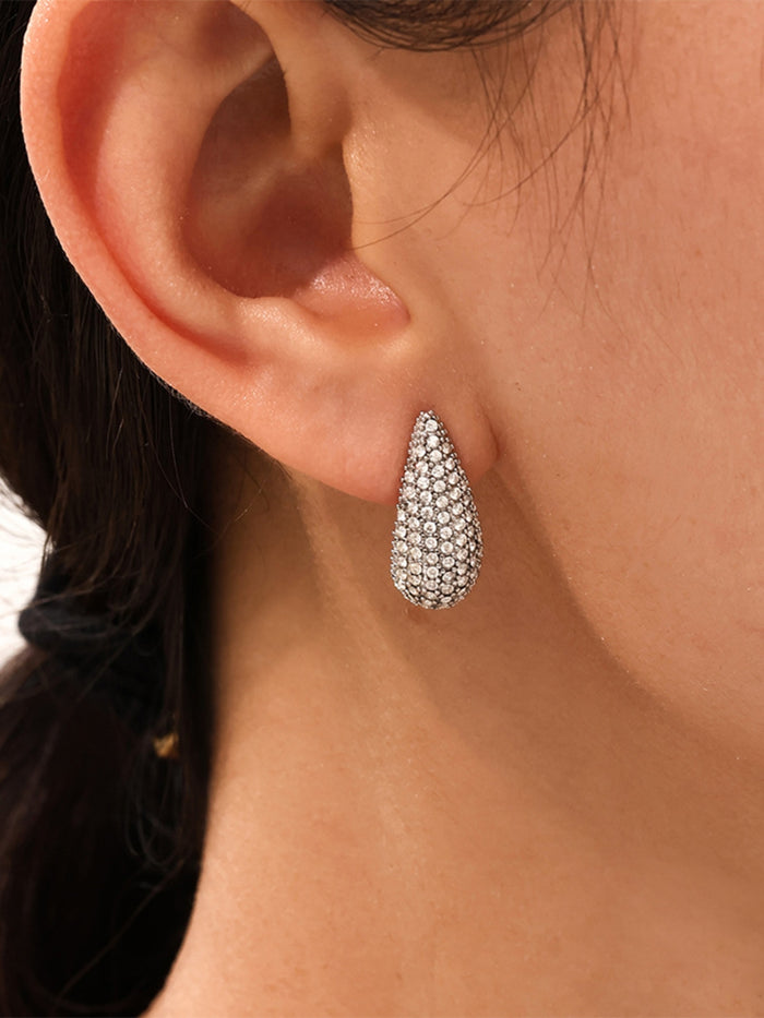 Stainless Steel Inlaid Zircon Teardrop Earrings – Elegant and timeless teardrop-shaped earrings featuring sparkling zircon stones, perfect for adding sophistication to any outfit.