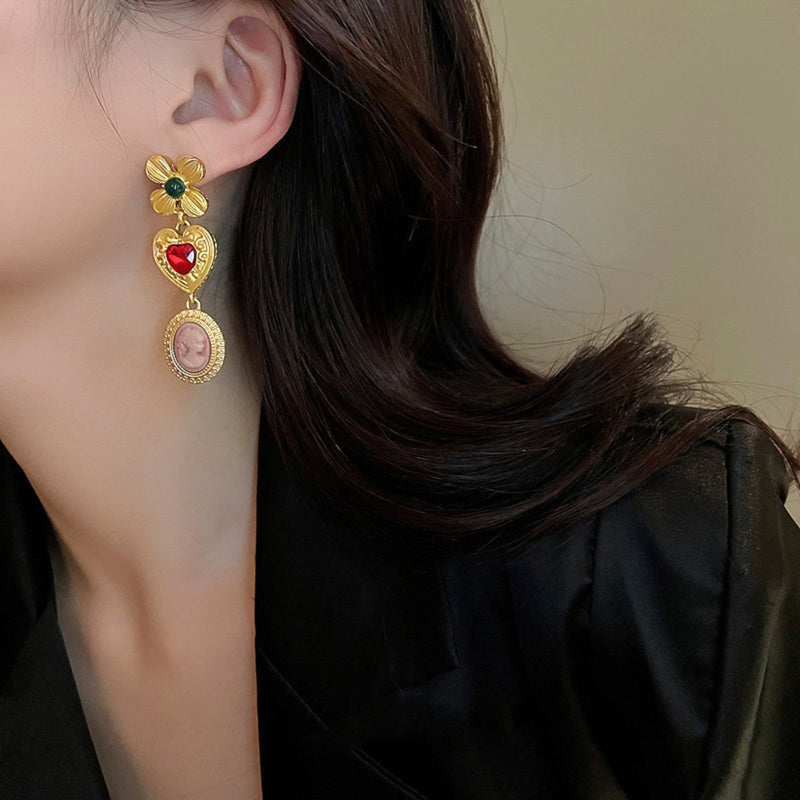 Copper Inlaid Rhinestone Vintage Earrings Trandify deal