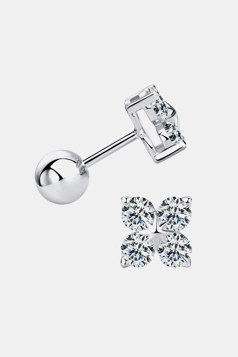 Moissanite 925 Sterling Silver Four-Leaf Clover Shape Earrings Trandify Deal