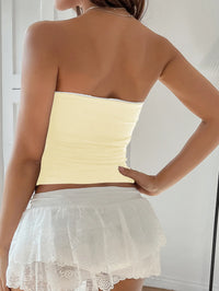Women’s Bow Detail Tube Top – Sleeveless Stretch Crop Top for Summer Outfits