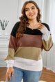 Plus Size Color Block Round Neck Sweater Trandify deal