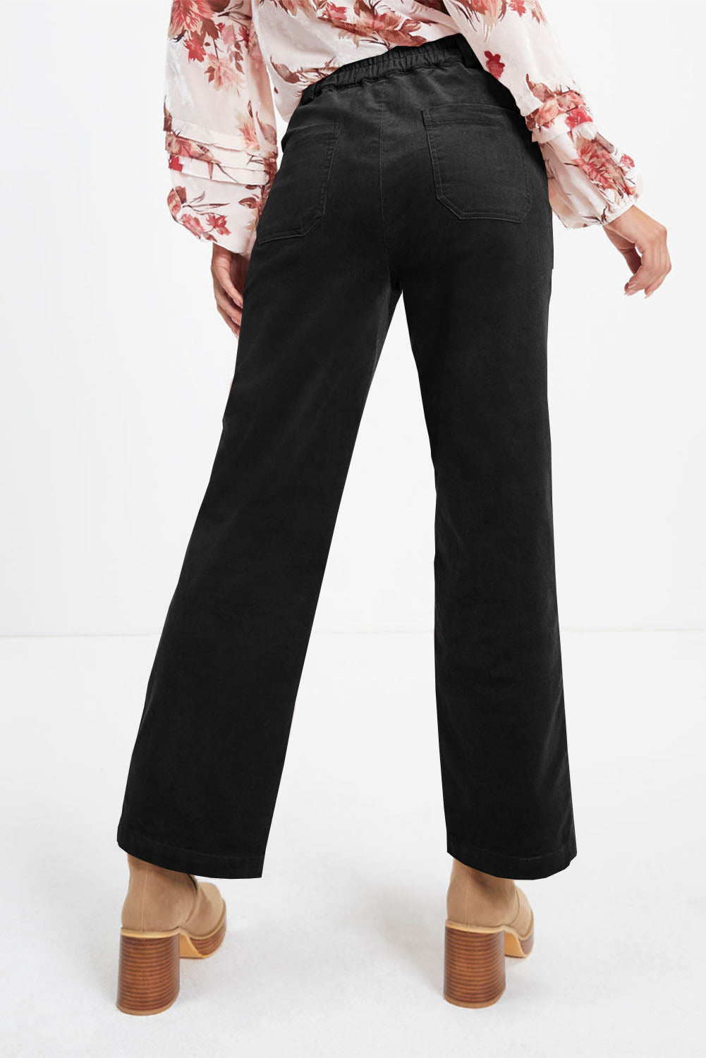 Half Elastic Waist Straight Pants Trandify Deal
